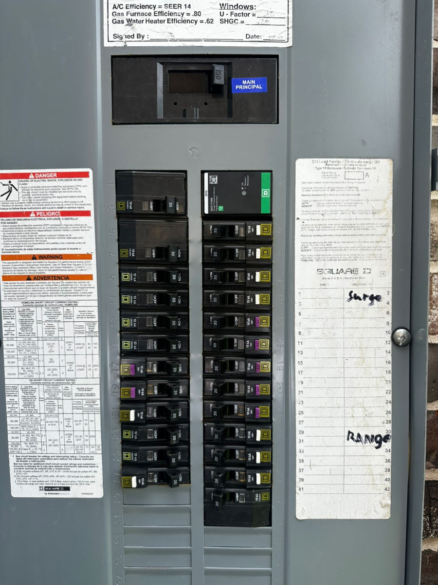 Whole Home Surge Protection Installed in Upper Right Corner