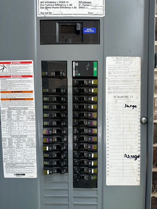 Whole Home Surge Protection Installed in Upper Right Corner
